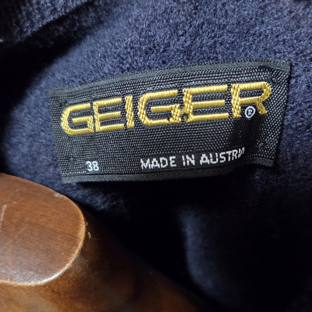 Geiger Austria Vintage Women's Boiled Wool Cardigan Jacket Navy Blue 38 Medium - Picture 6 of 7